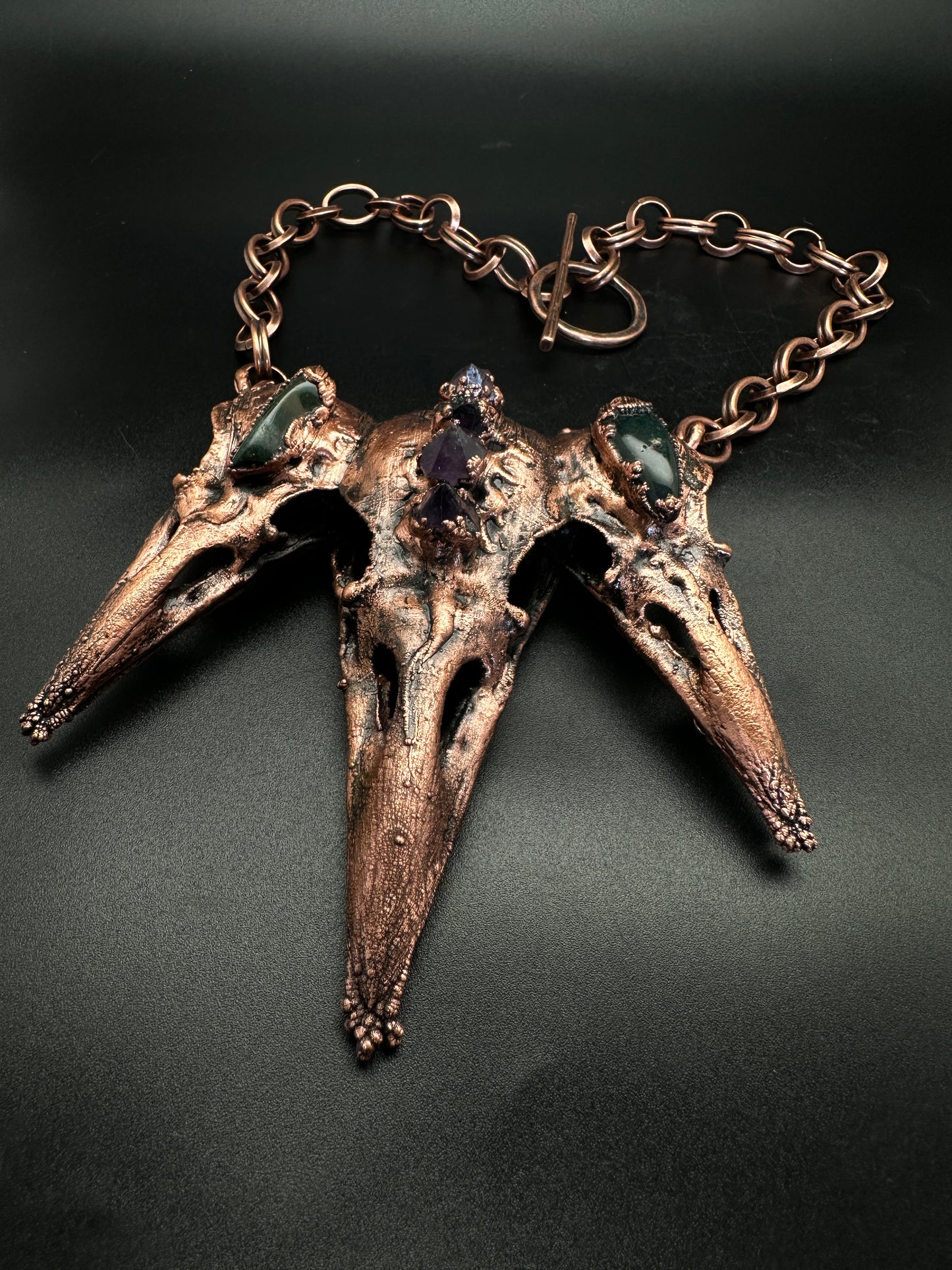 Triplets ~ Raven Copper Electroformed Necklace