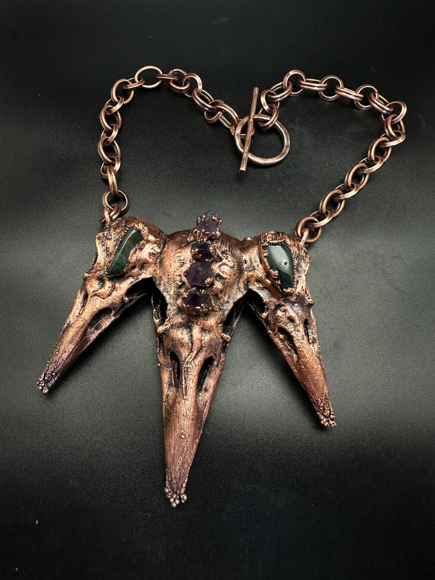 Triplets ~ Raven Copper Electroformed Necklace