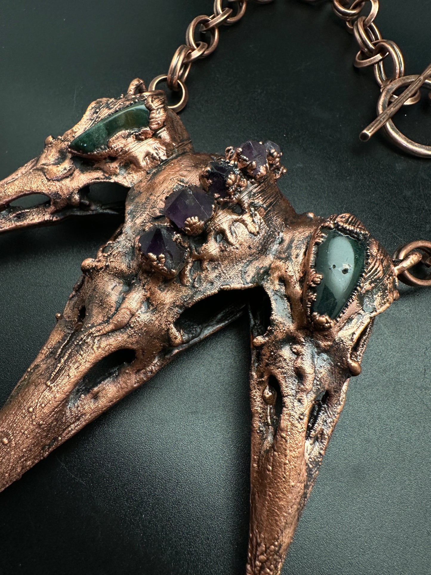 Triplets ~ Raven Copper Electroformed Necklace