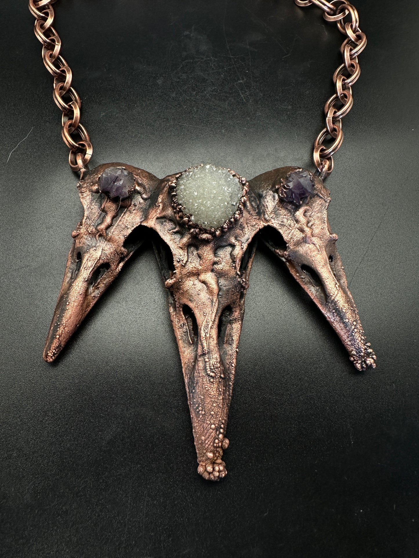 Triplets ~ Raven Copper Electroformed Necklace
