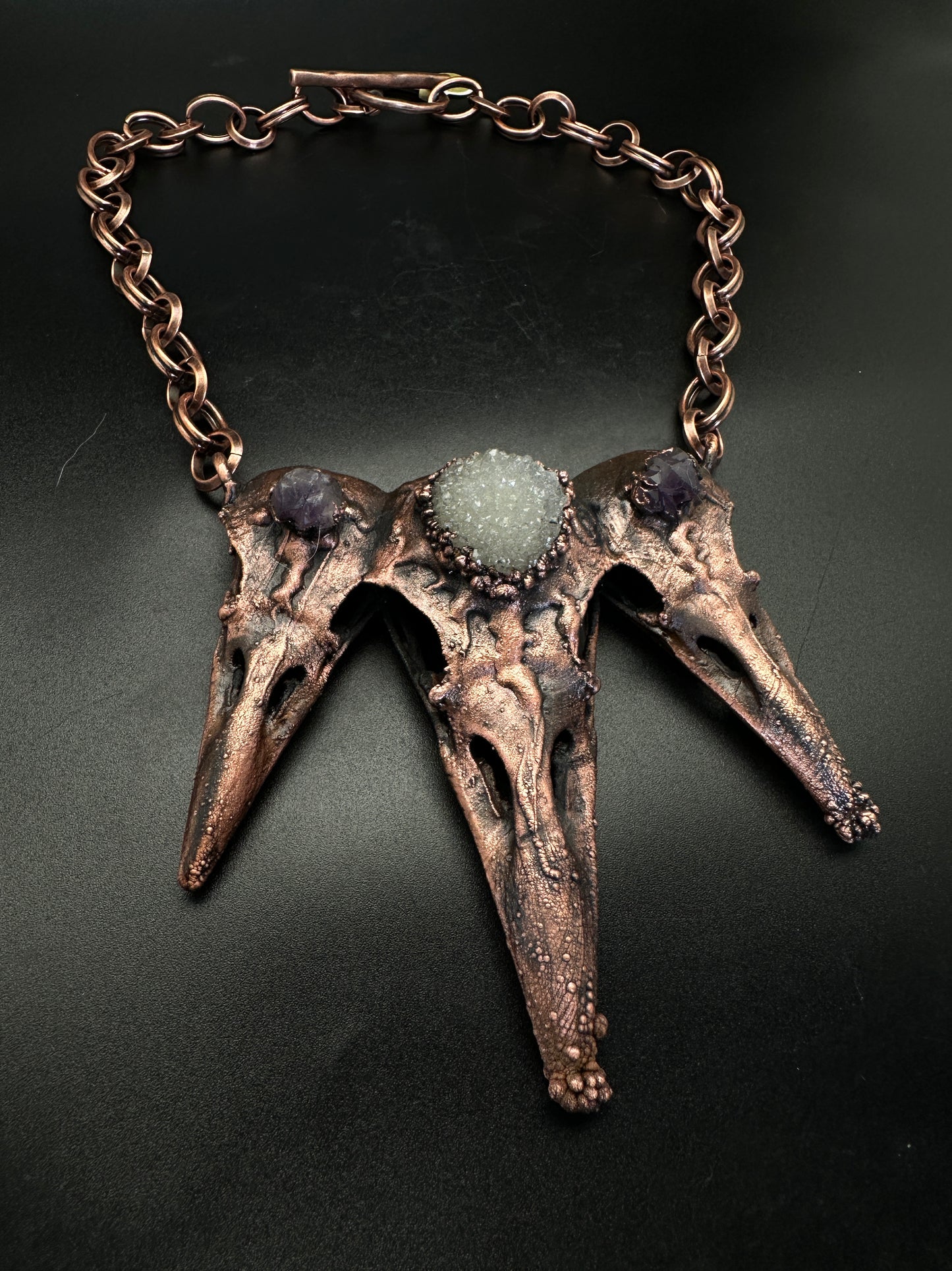 Triplets ~ Raven Copper Electroformed Necklace