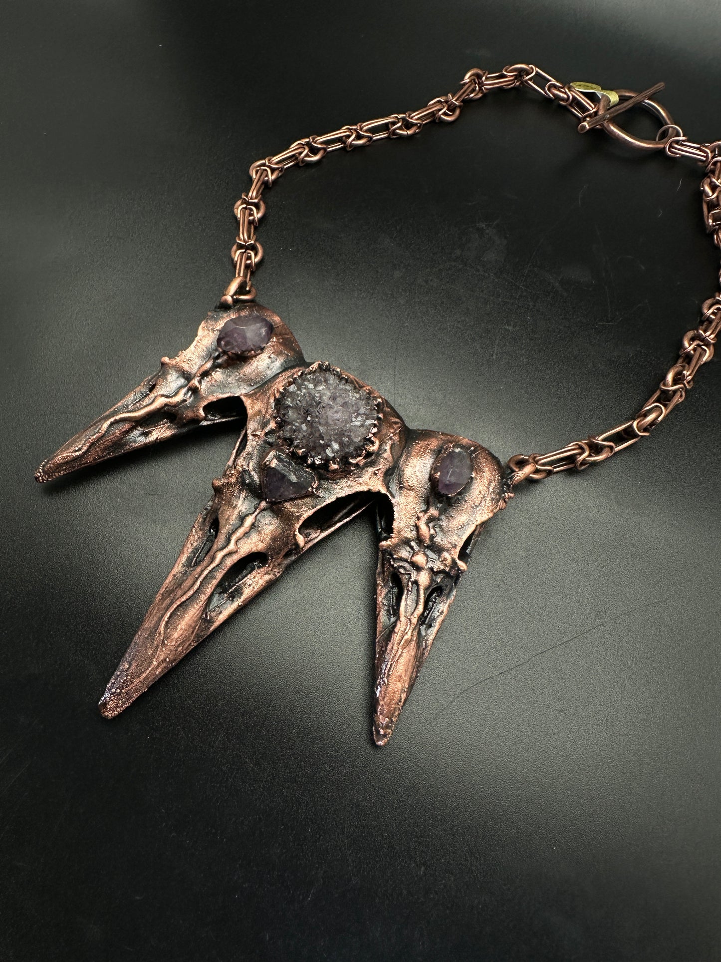 Triplets ~ Raven Copper Electroformed Necklace