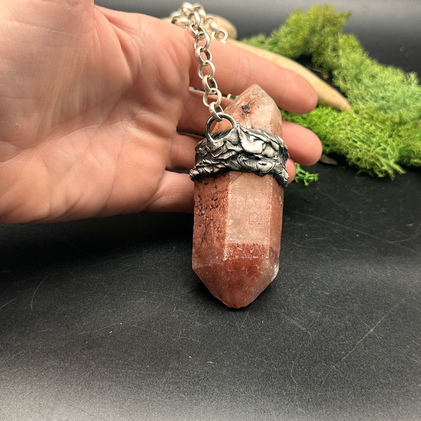 Embers ~ XL Red Quartz Pendant