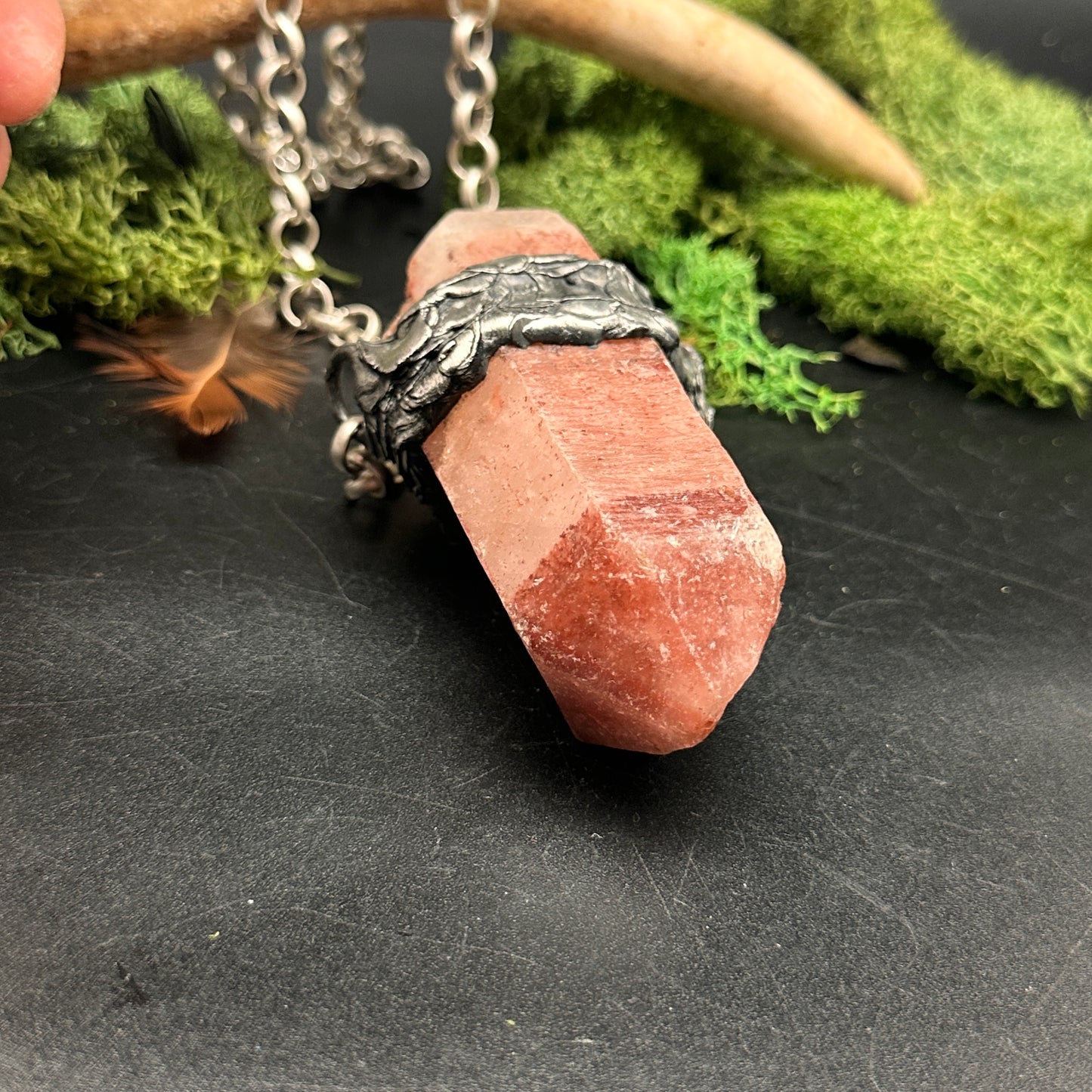 Embers ~ XL Red Quartz Pendant