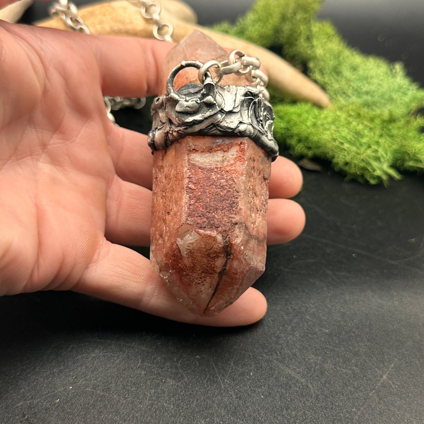 Embers ~ XL Red Quartz Pendant