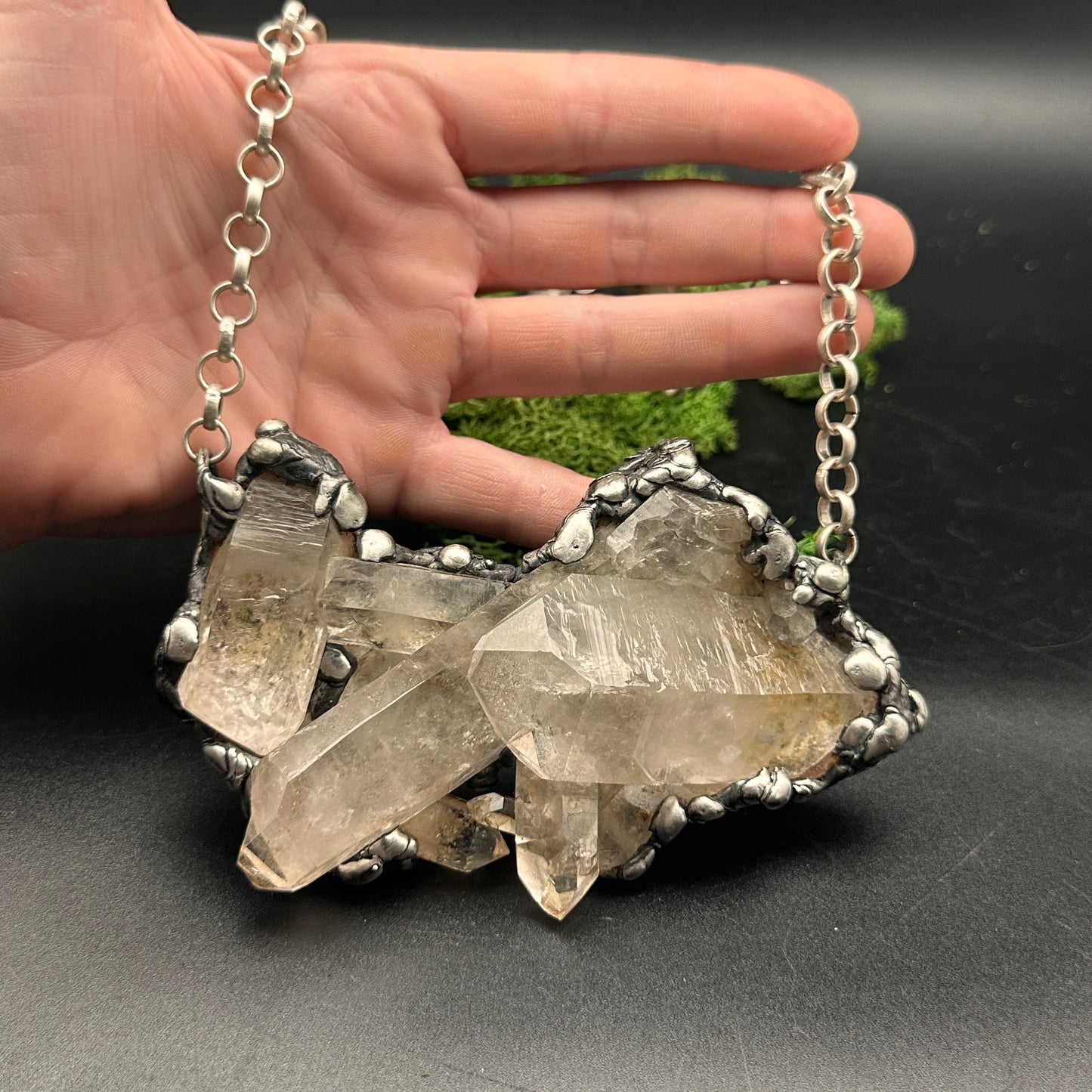 Glacier ~ Huge Quartz Cluster Necklace