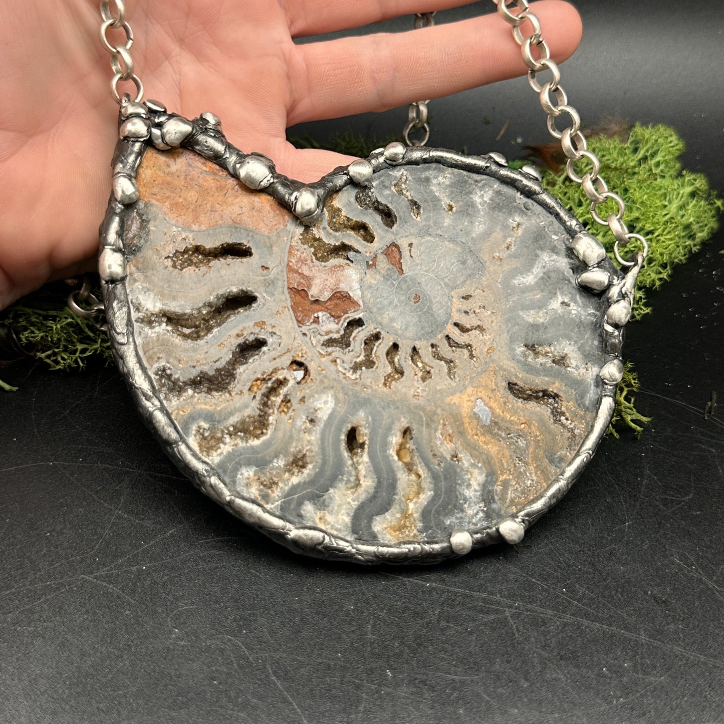 Fibonacci ~ Massive Fossil Ammonite Necklace