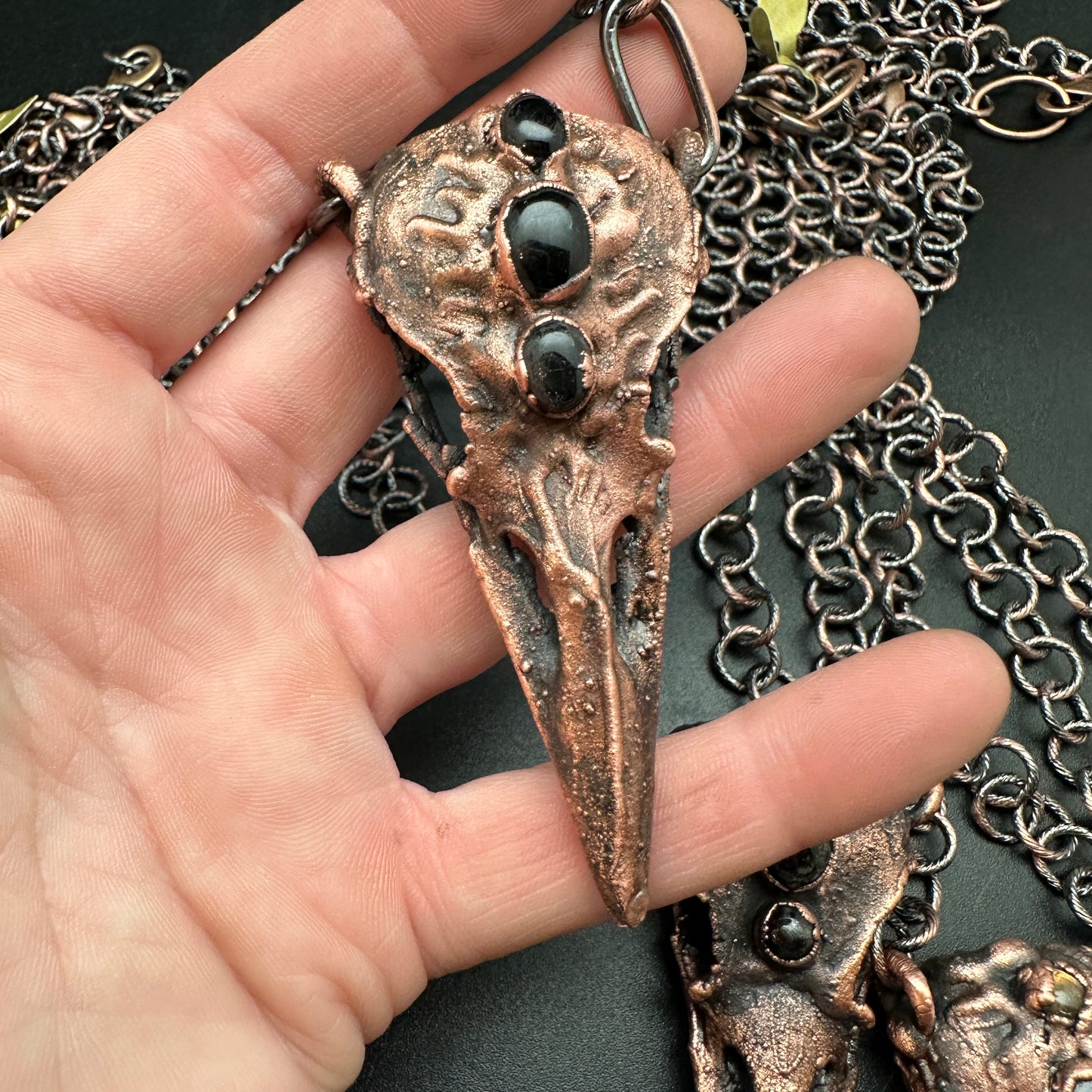 Lil' Raven Dreams ~ Copper Electroformed Necklace