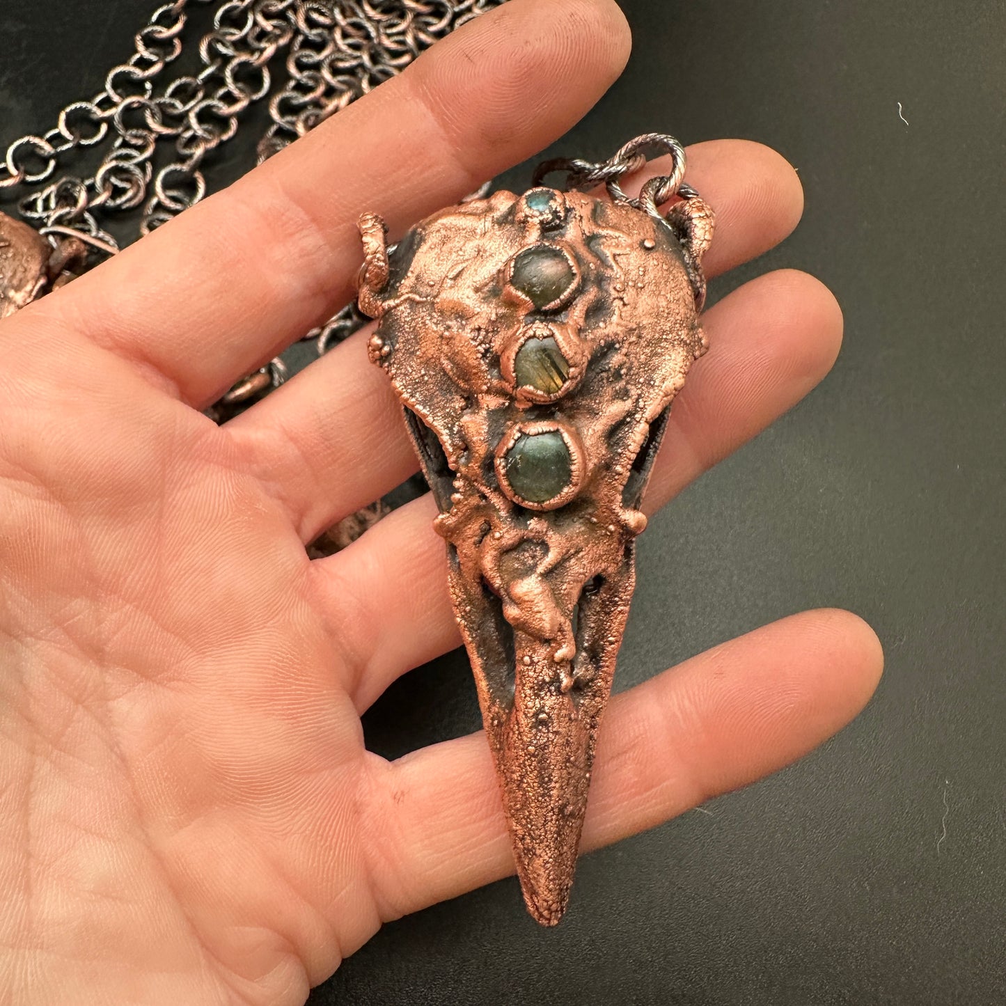 Lil' Raven Dreams ~ Copper Electroformed Necklace