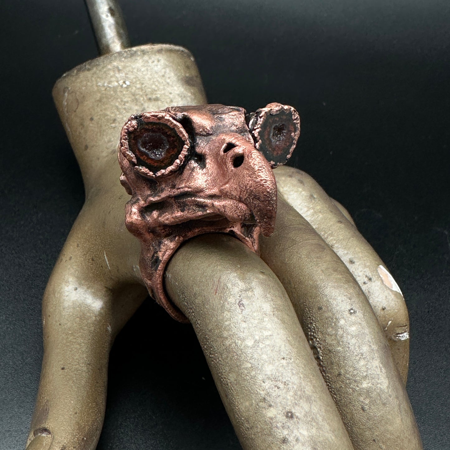 Owl Skull Ring ~ Copper Electroformed