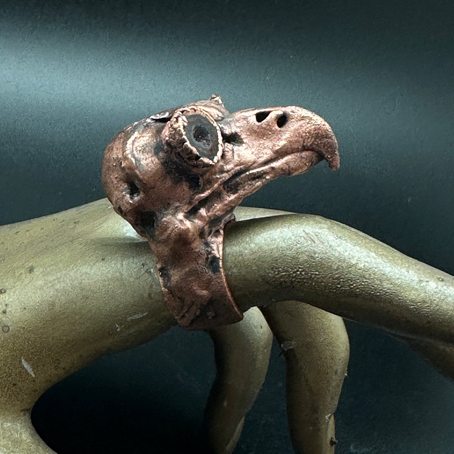 Owl Skull Ring ~ Copper Electroformed