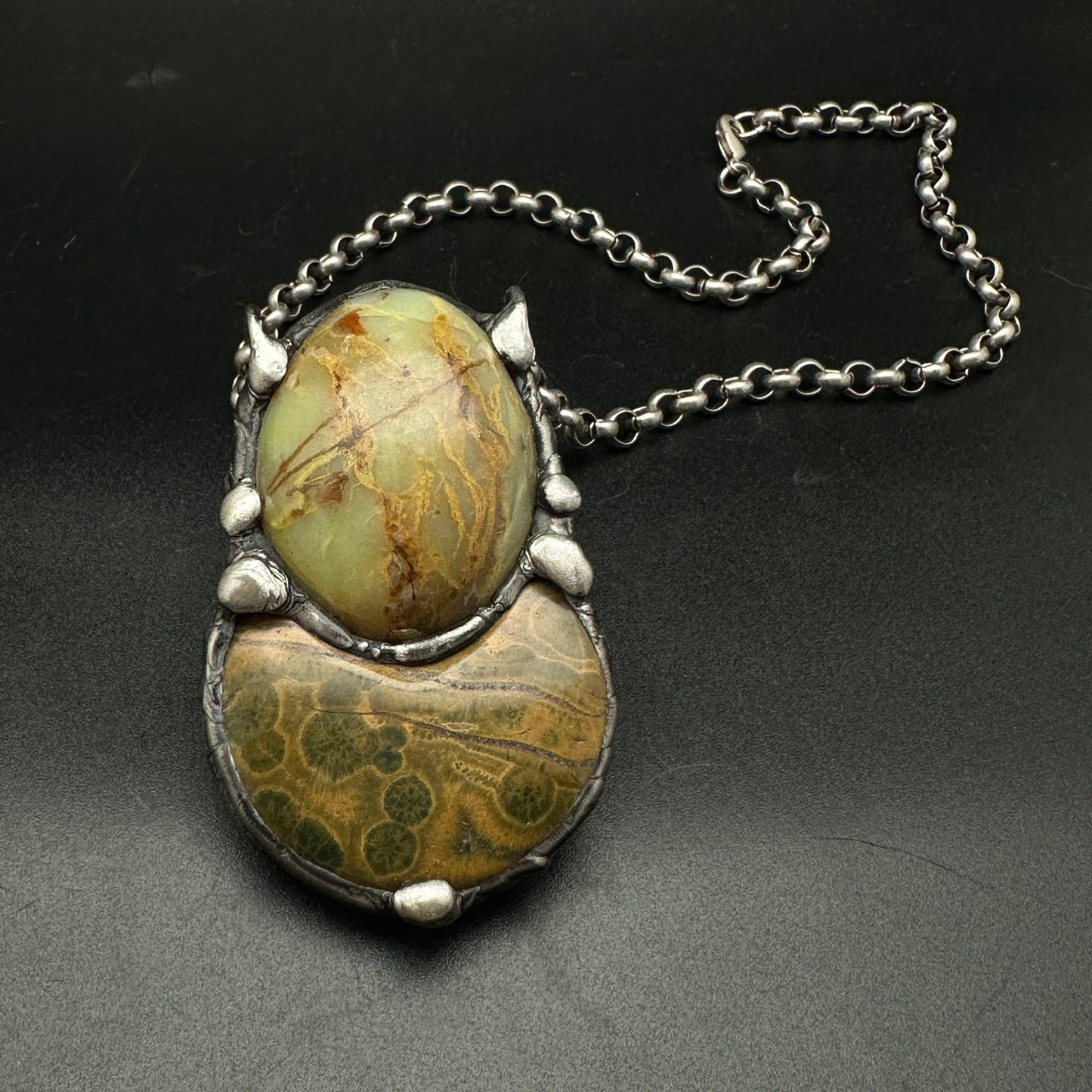 Duo ~ Jasper & Green Opal Necklace