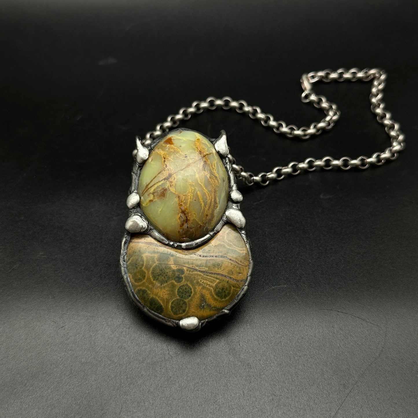 Duo ~ Jasper & Green Opal Necklace