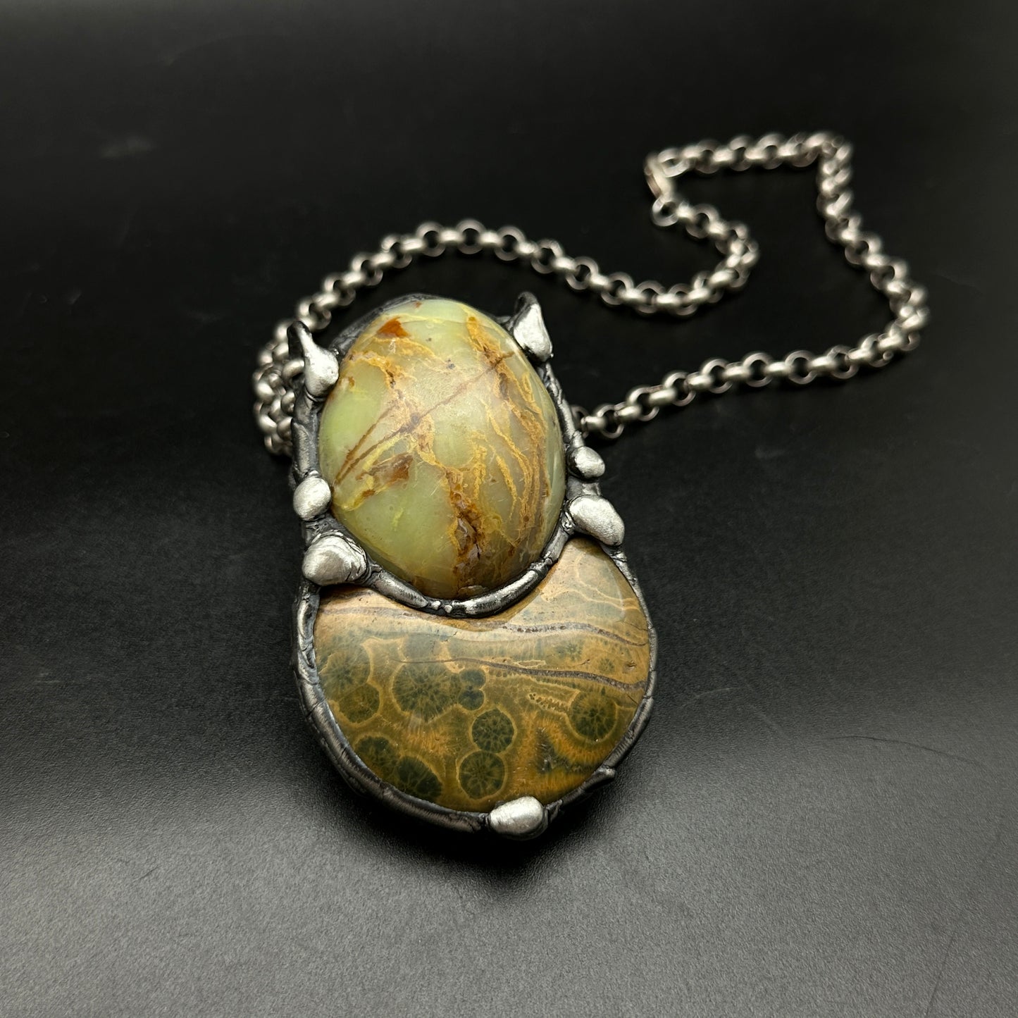 Duo ~ Jasper & Green Opal Necklace