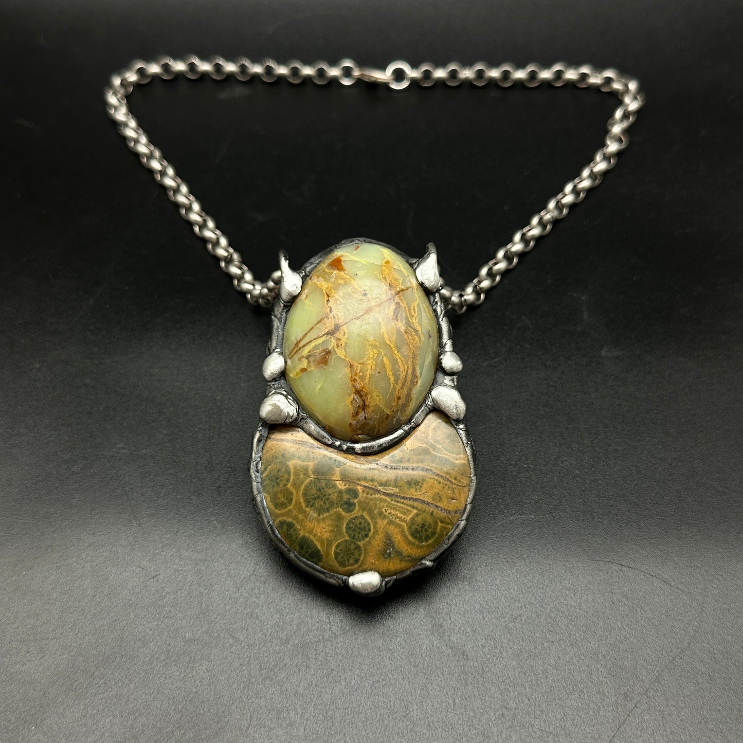 Duo ~ Jasper & Green Opal Necklace