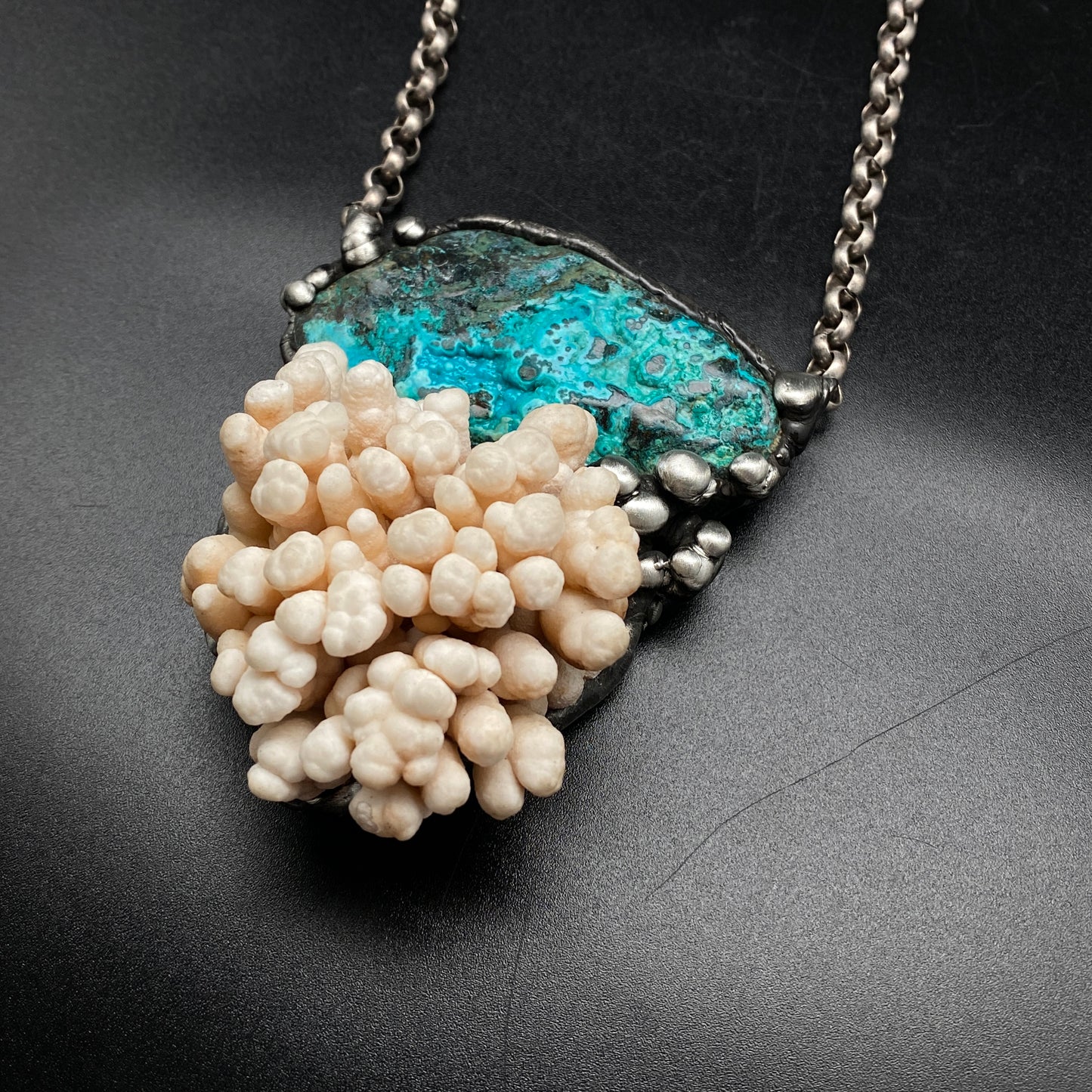 Deep Sea ~ Congo Stone & Calcium Stalactite Necklace