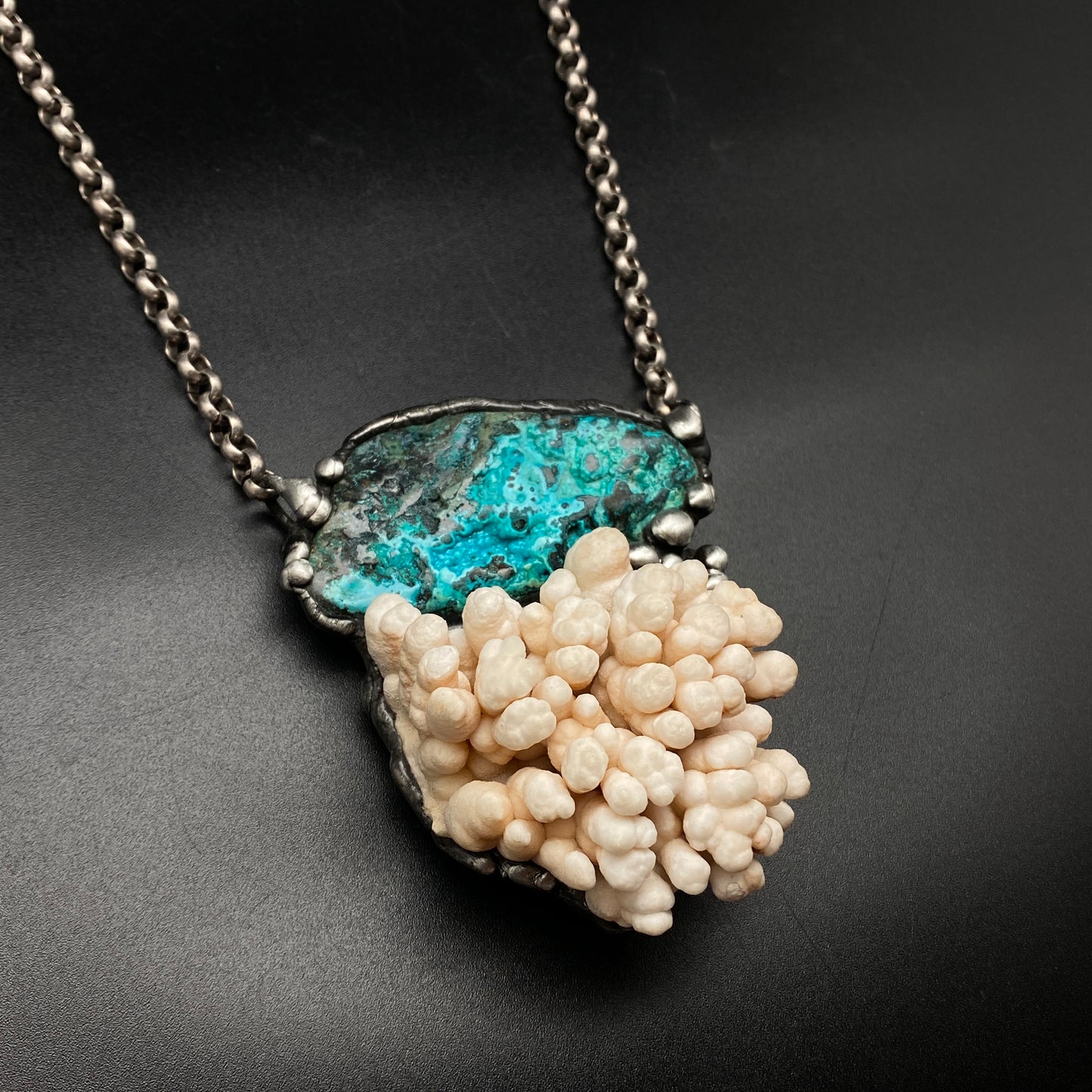 Deep Sea ~ Congo Stone & Calcium Stalactite Necklace