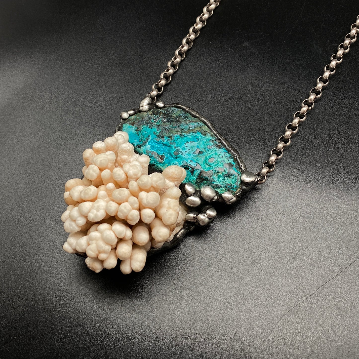 Deep Sea ~ Congo Stone & Calcium Stalactite Necklace