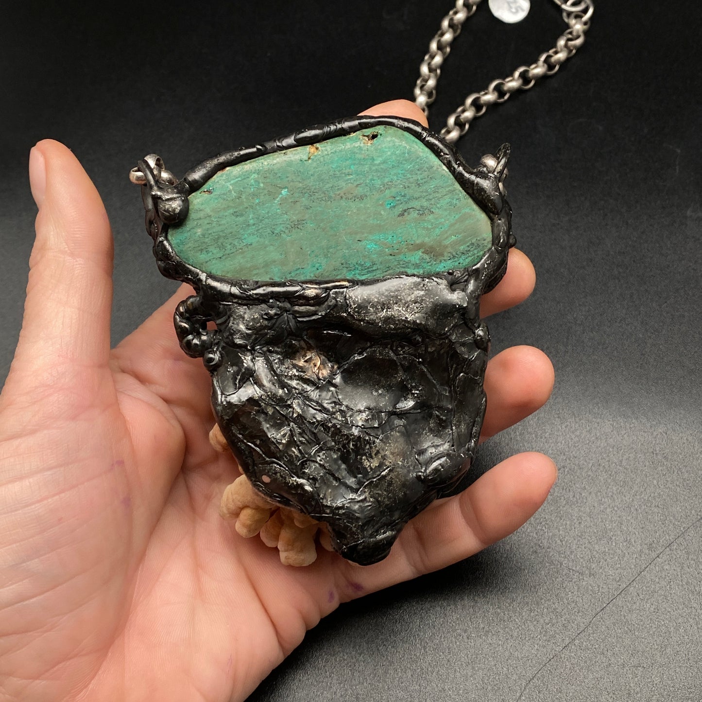 Deep Sea ~ Congo Stone & Calcium Stalactite Necklace