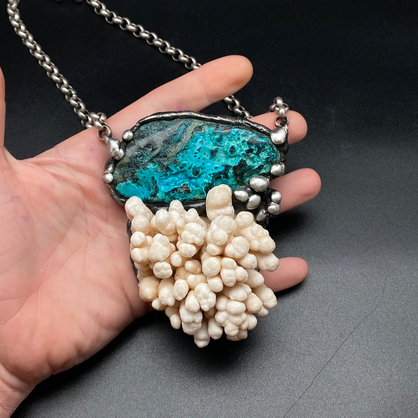Deep Sea ~ Congo Stone & Calcium Stalactite Necklace