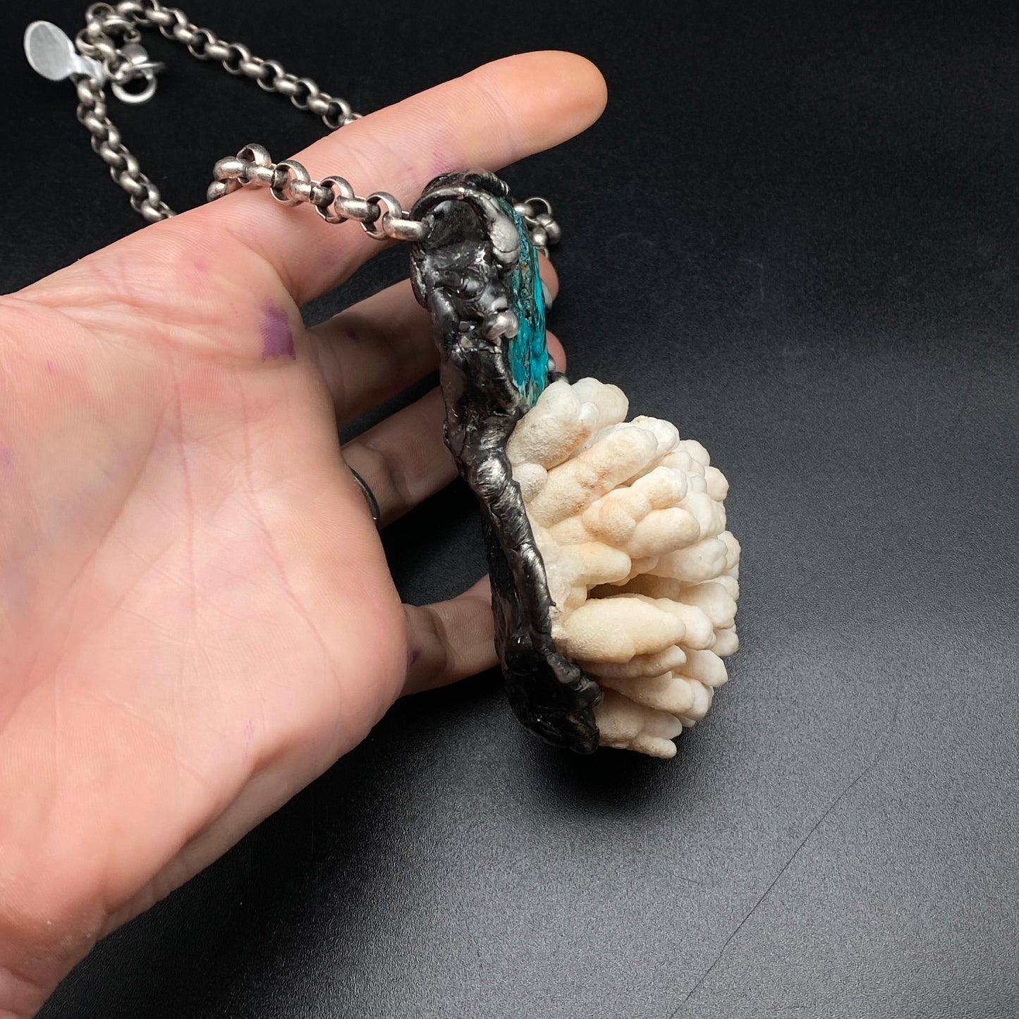 Deep Sea ~ Congo Stone & Calcium Stalactite Necklace