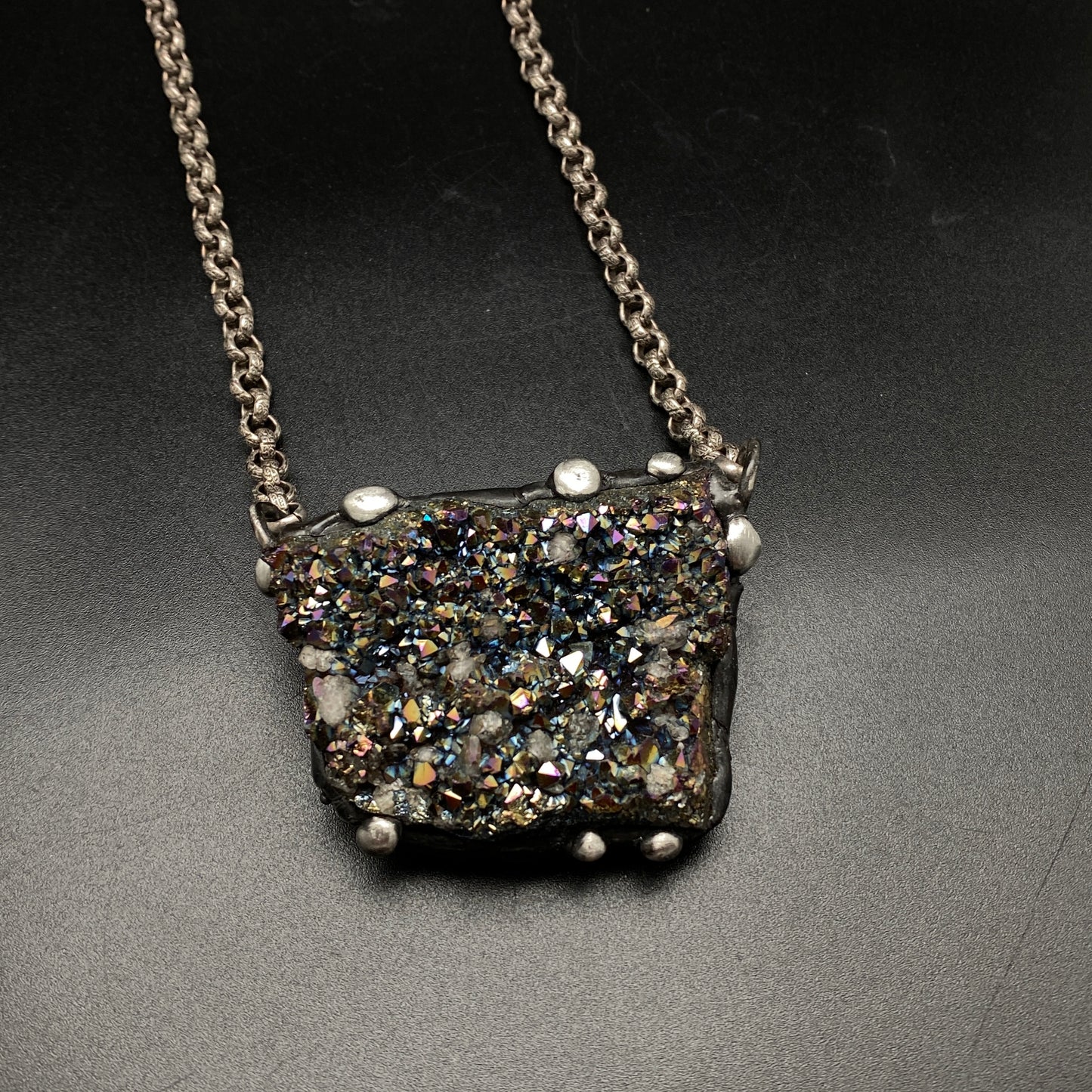 Majestical ~ Unicorn Quartz, Titanium Quartz Geode Necklace