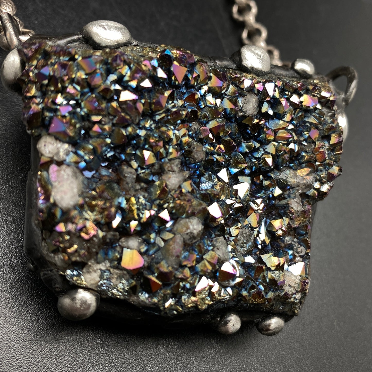 Majestical ~ Unicorn Quartz, Titanium Quartz Geode Necklace