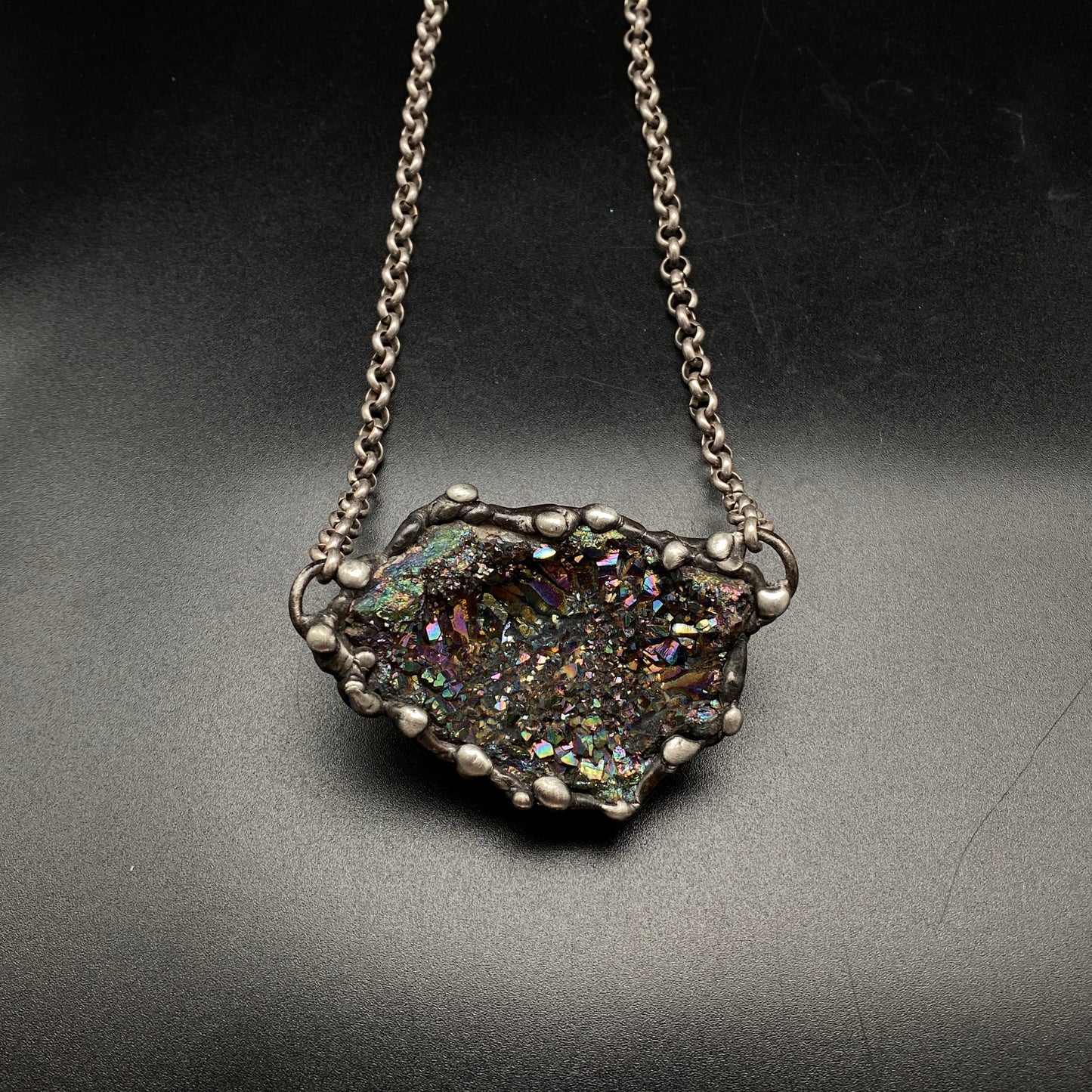 Majestical ~ Unicorn Quartz, Titanium Quartz Geode Necklace