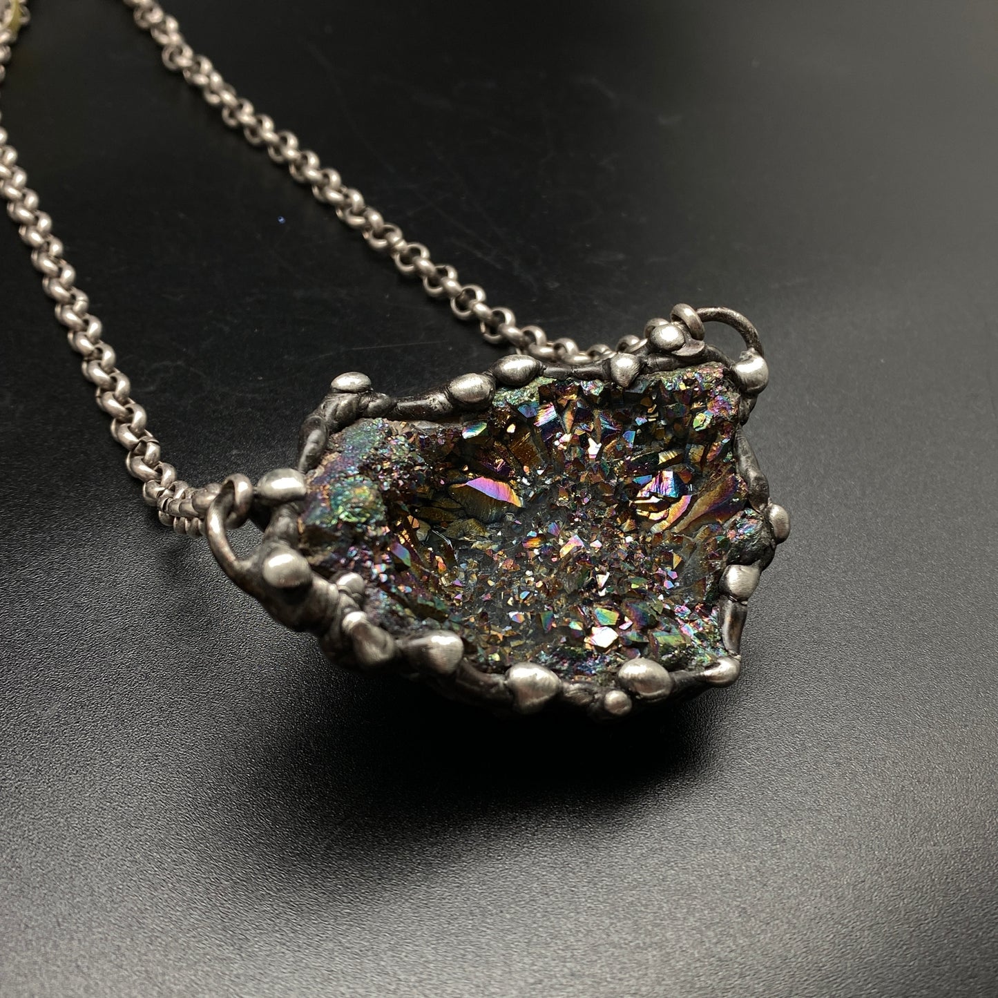 Majestical ~ Unicorn Quartz, Titanium Quartz Geode Necklace