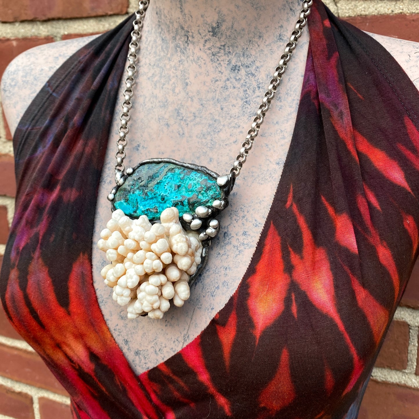 Deep Sea ~ Congo Stone & Calcium Stalactite Necklace