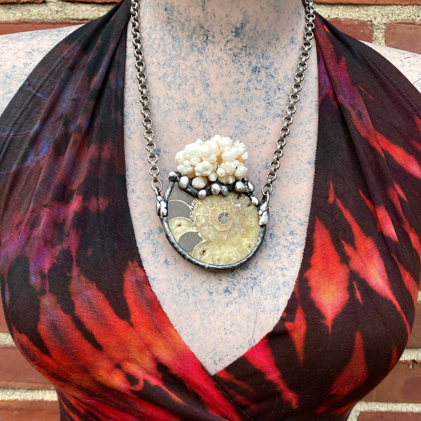 Oceanic ~ Fossil Ammonite & Calcium Stalactite Necklace
