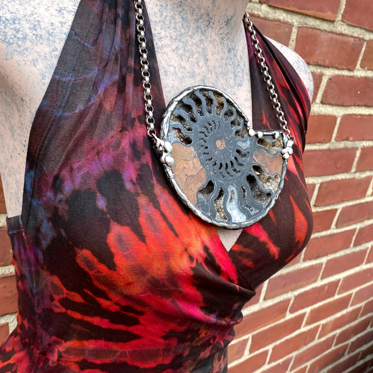 Fibonacci ~ XL Fossil Black Ammonite Necklace
