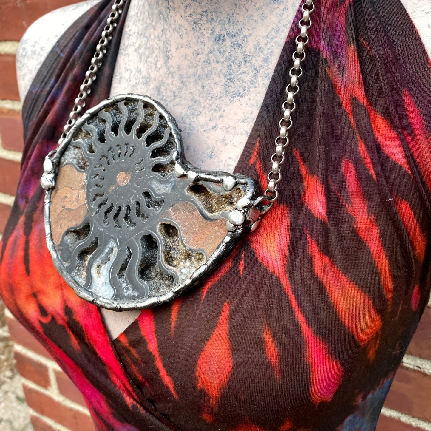 Fibonacci ~ XL Fossil Black Ammonite Necklace