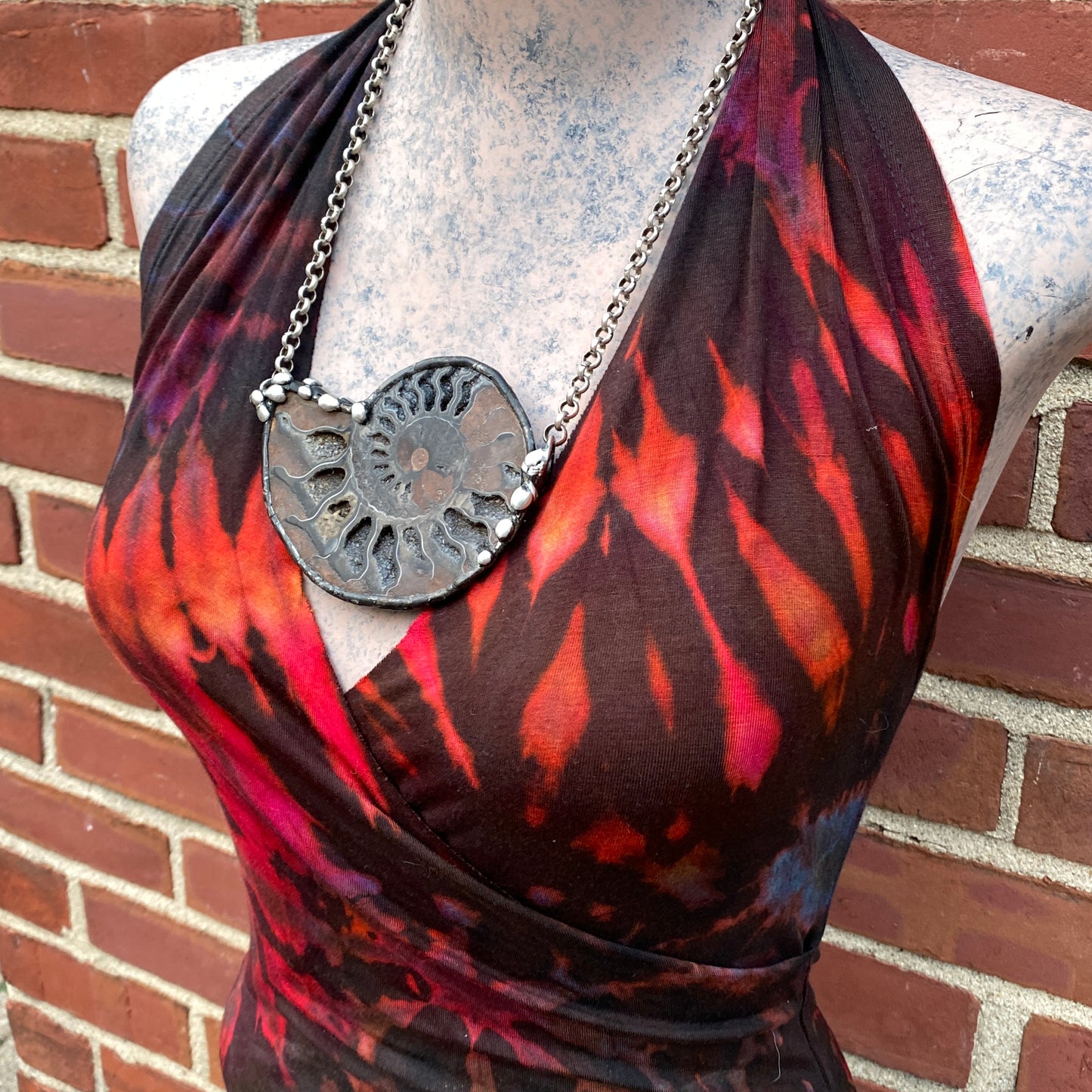 Fibonacci ~ Fossil Black Ammonite Necklace