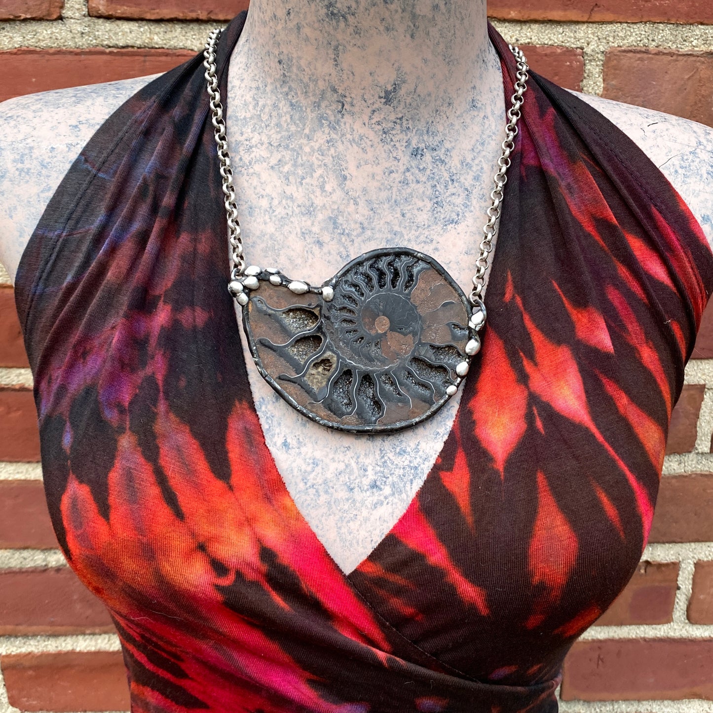 Fibonacci ~ Fossil Black Ammonite Necklace