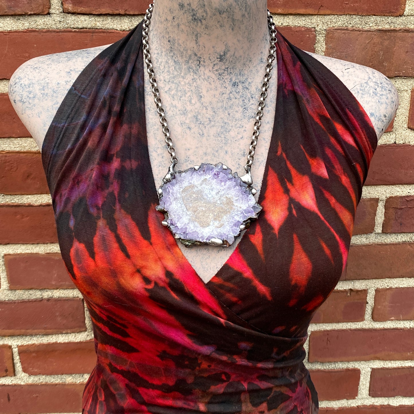 Wanderer ~ Amethyst Stalactite Slice Crystal Necklace
