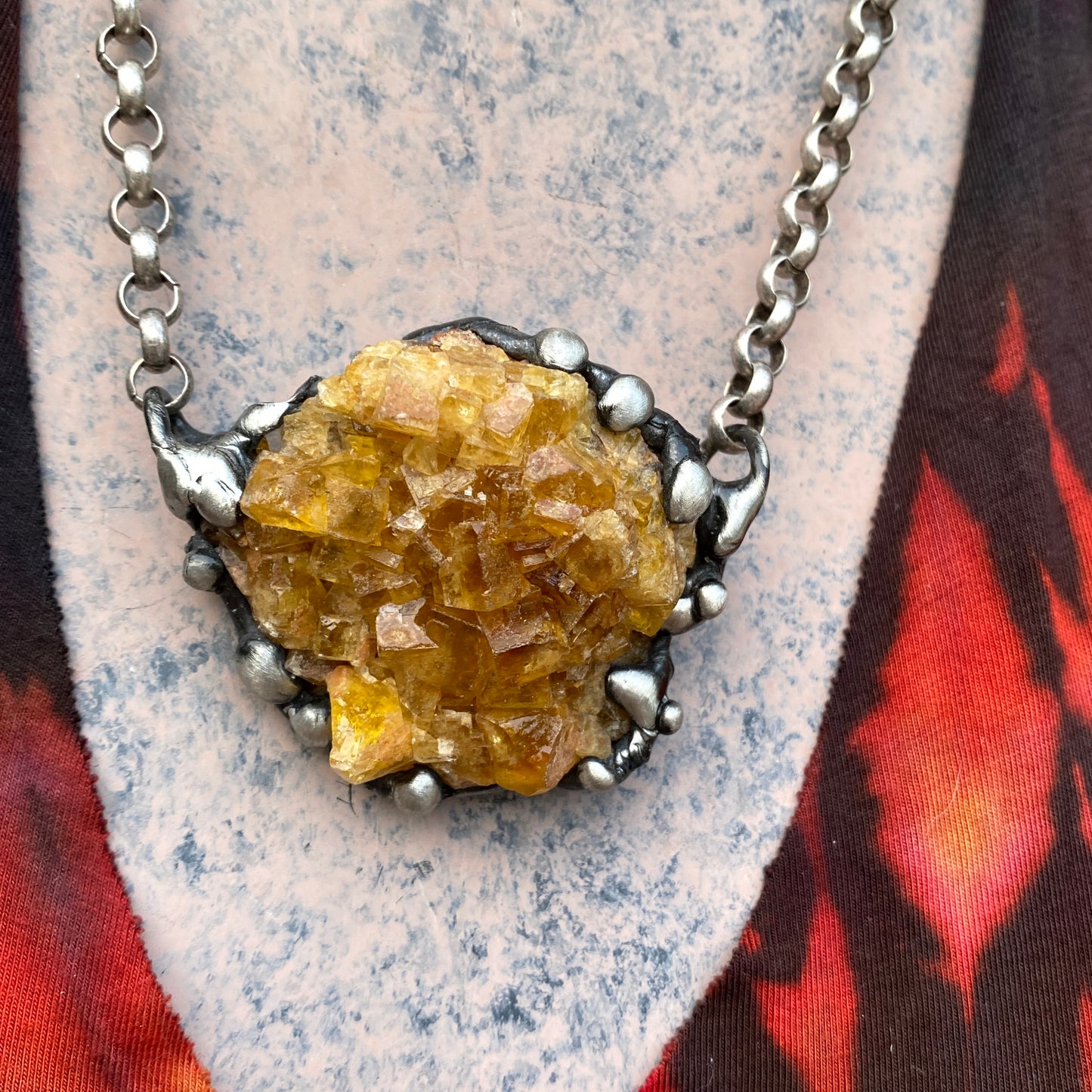 Tigris ~ Honey Orange Fluorite Necklace
