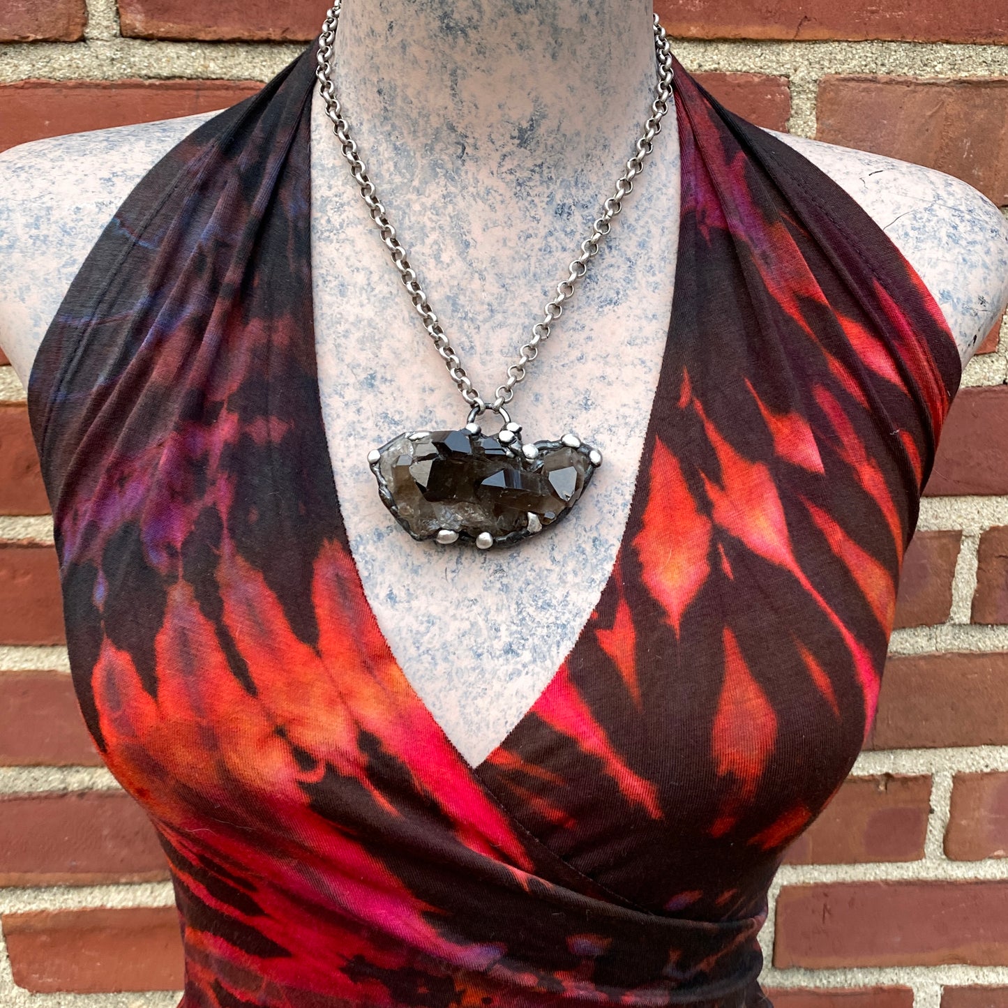 Midnight In Tucson ~ Smoky Quartz Cluster Crystal Necklace