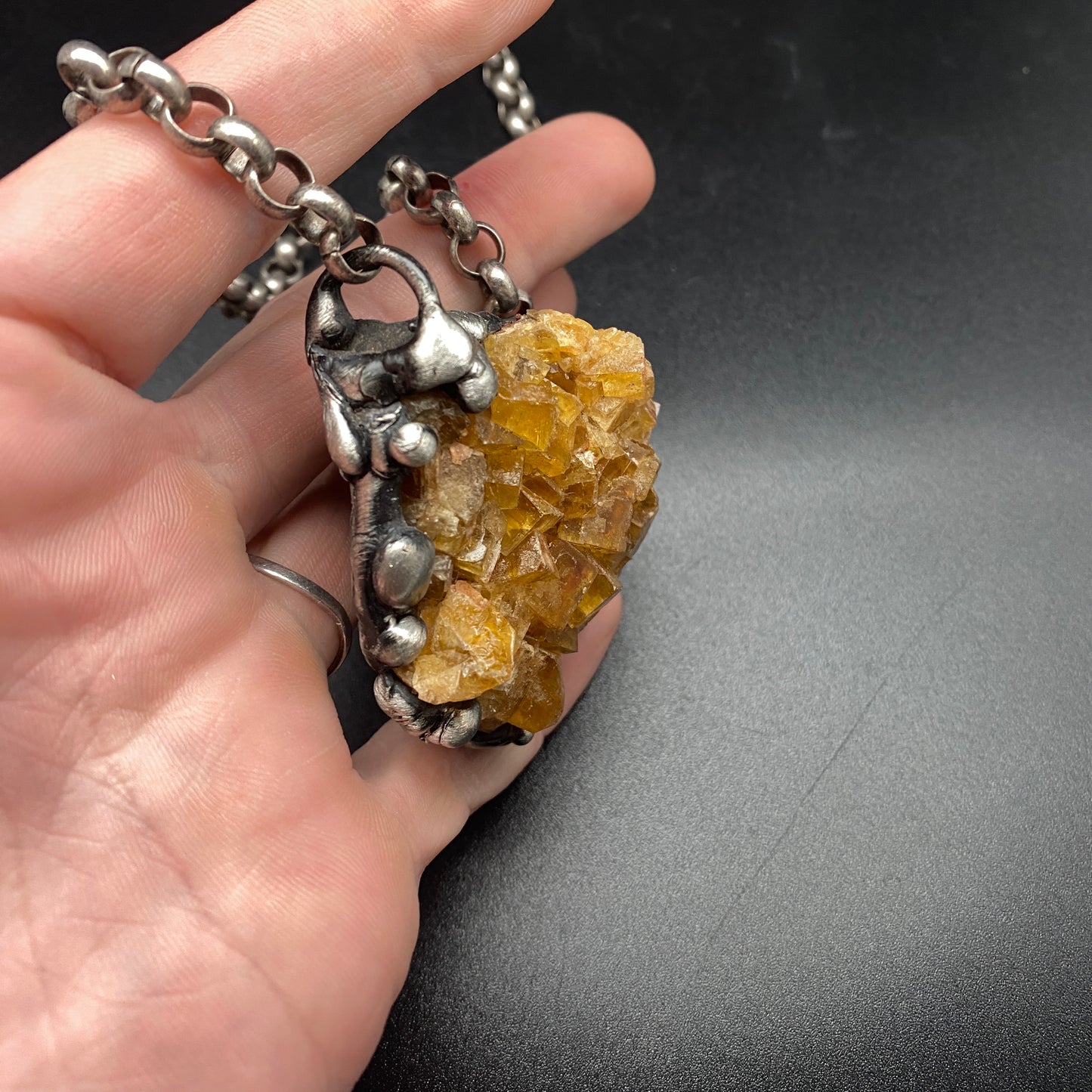 Tigris ~ Honey Orange Fluorite Necklace