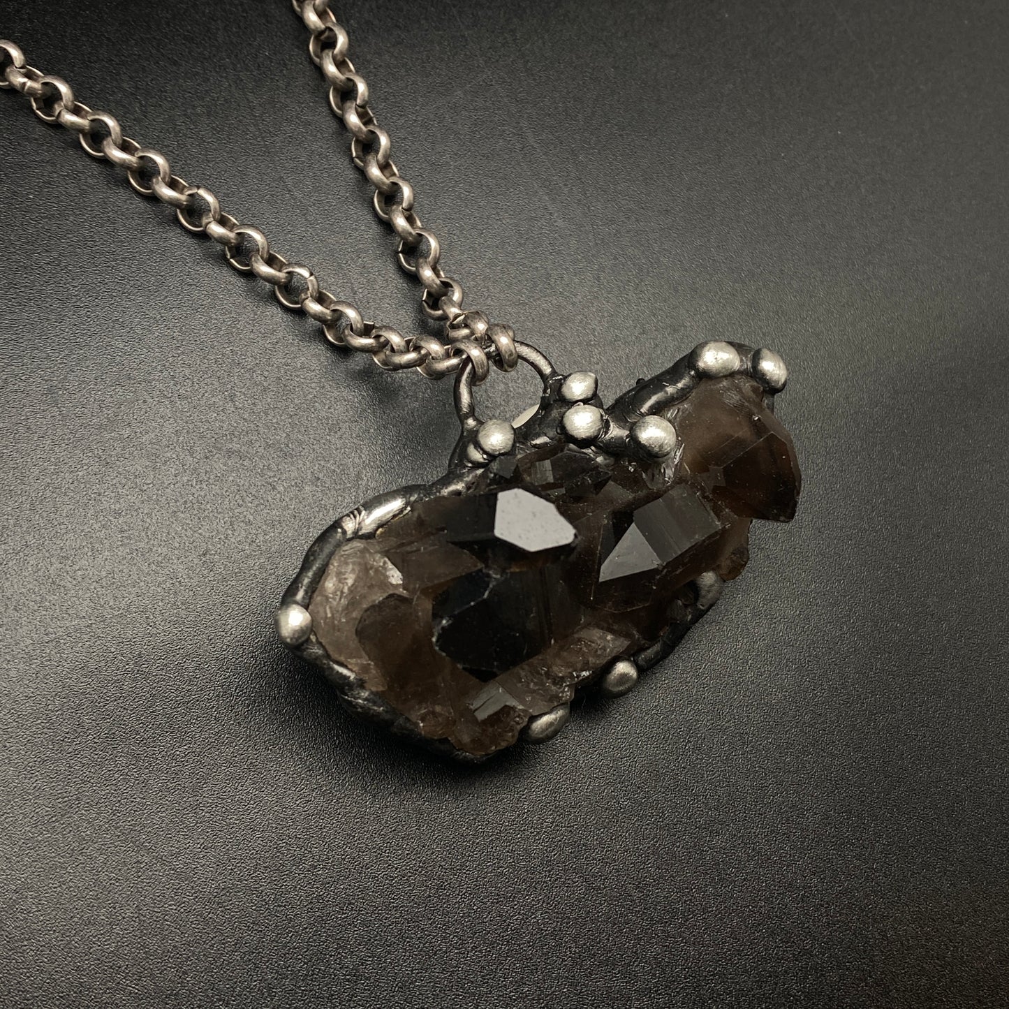 Midnight In Tucson ~ Smoky Quartz Cluster Crystal Necklace