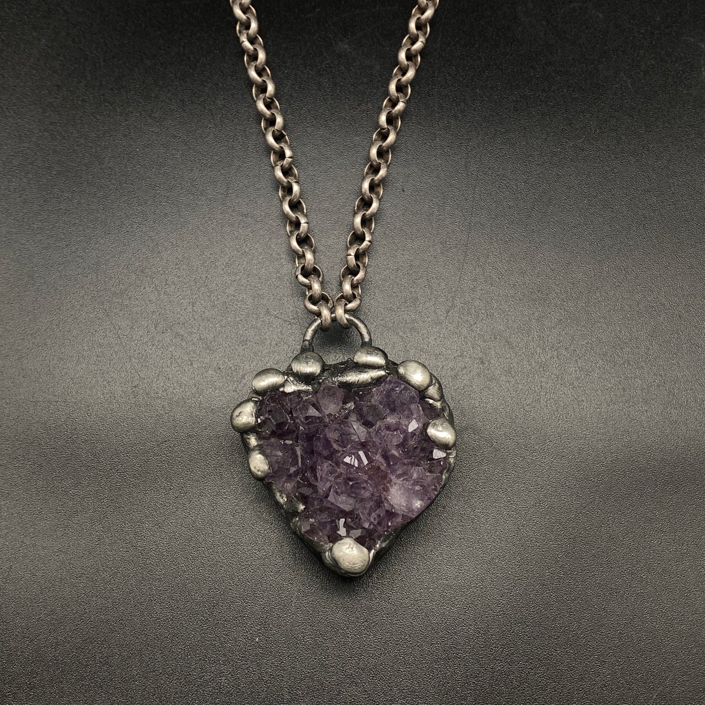 Royals ~ Amethyst Heart Cluster Crystal Necklace