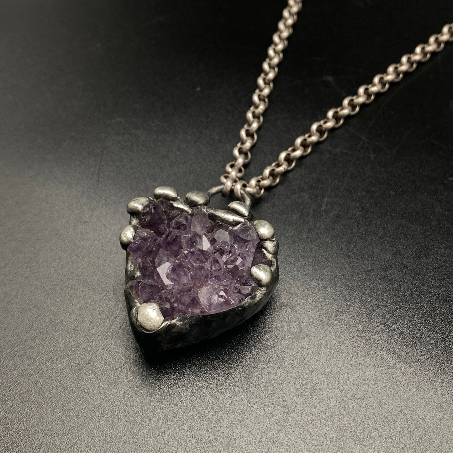 Royals ~ Amethyst Heart Cluster Crystal Necklace
