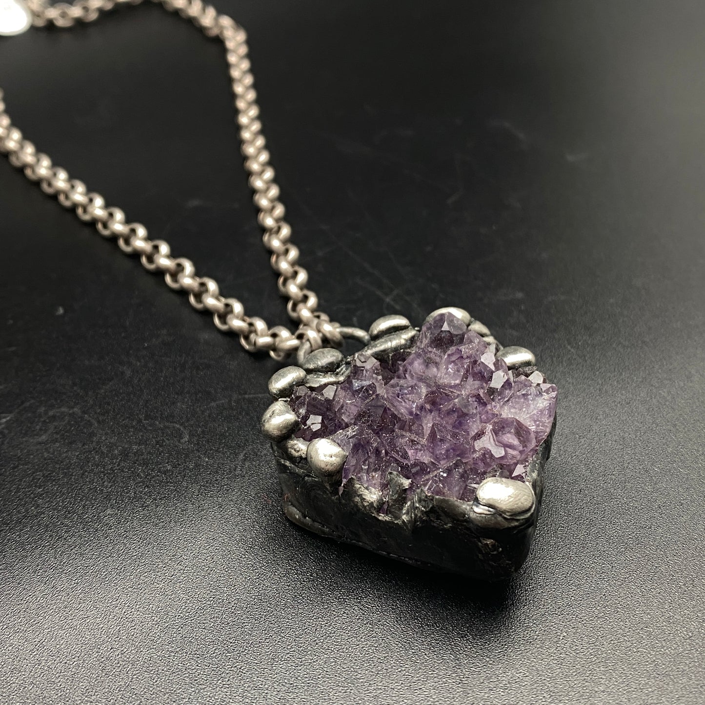 Royals ~ Amethyst Heart Cluster Crystal Necklace