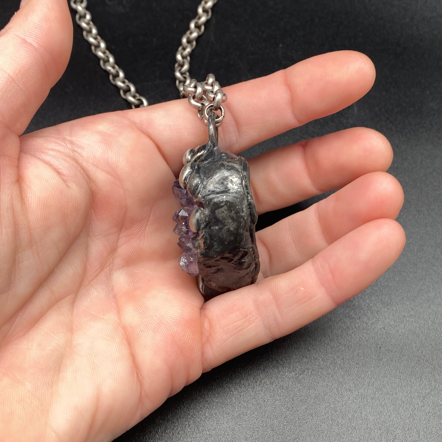 Royals ~ Amethyst Heart Cluster Crystal Necklace