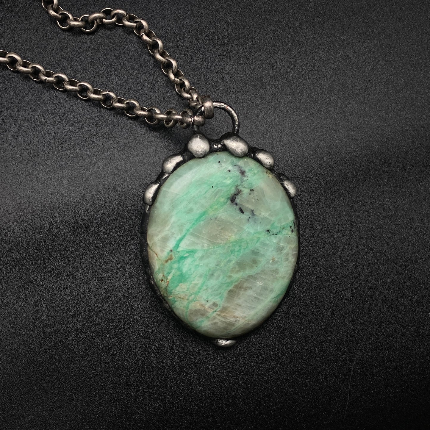 Lush ~ Green Kiwi Jasper Orb Necklace