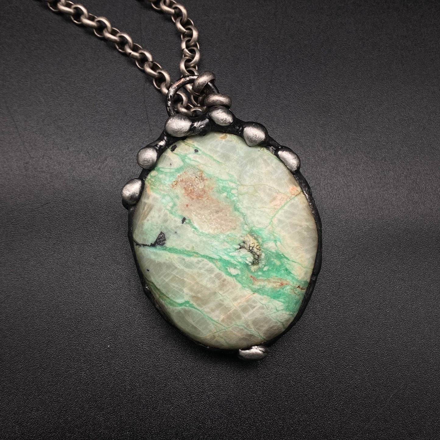 Lush ~ Green Kiwi Jasper Orb Necklace