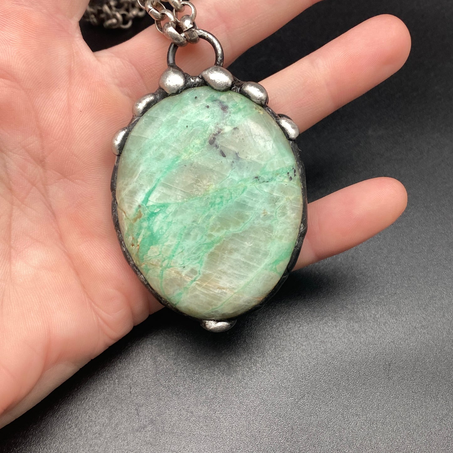 Lush ~ Green Kiwi Jasper Orb Necklace