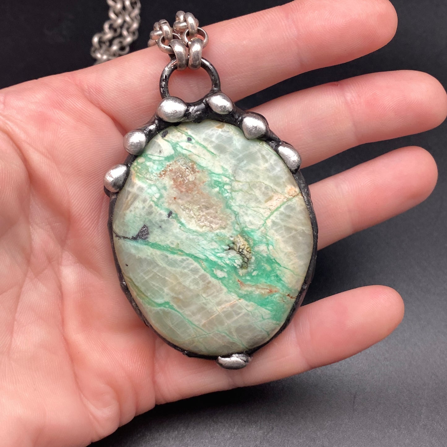 Lush ~ Green Kiwi Jasper Orb Necklace