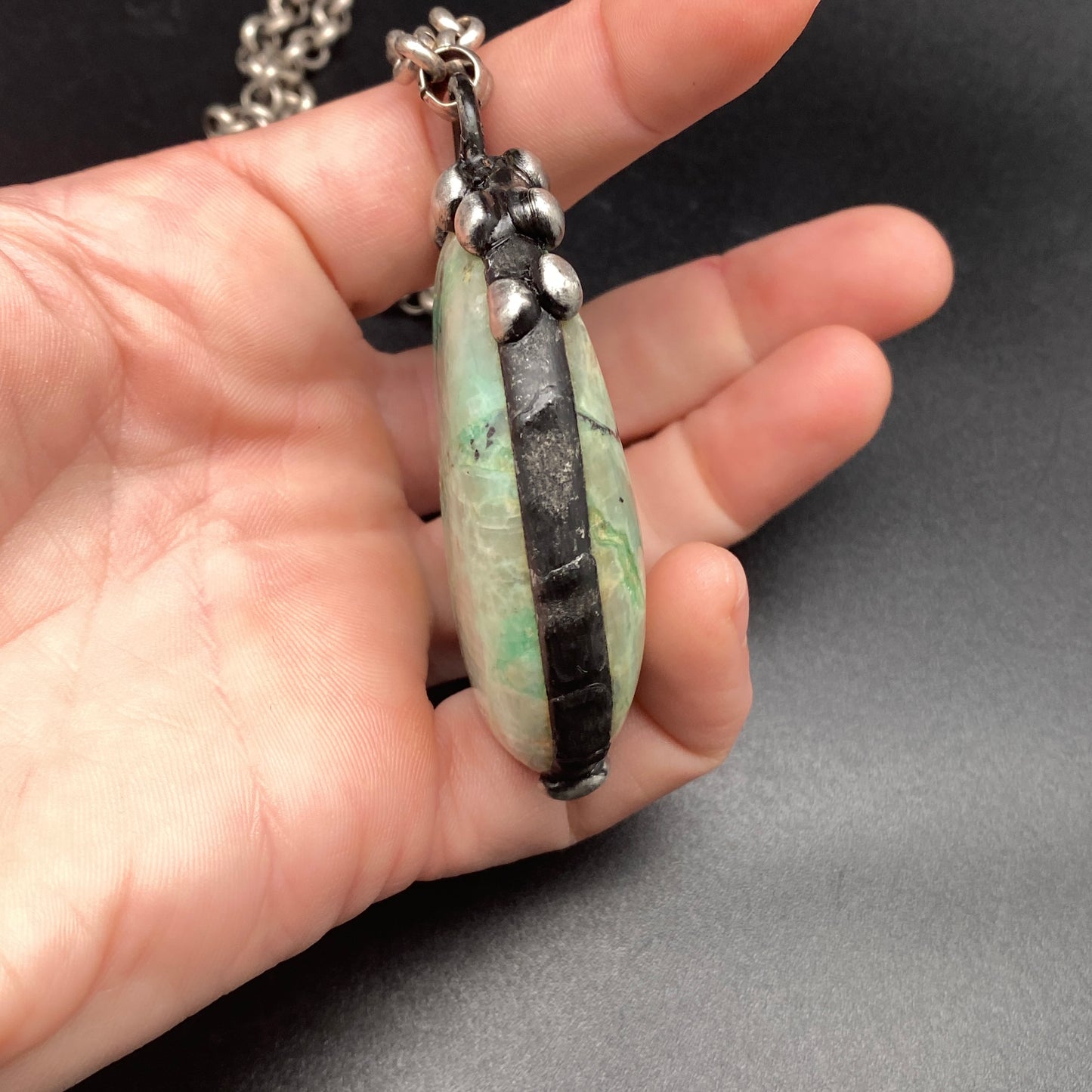 Lush ~ Green Kiwi Jasper Orb Necklace