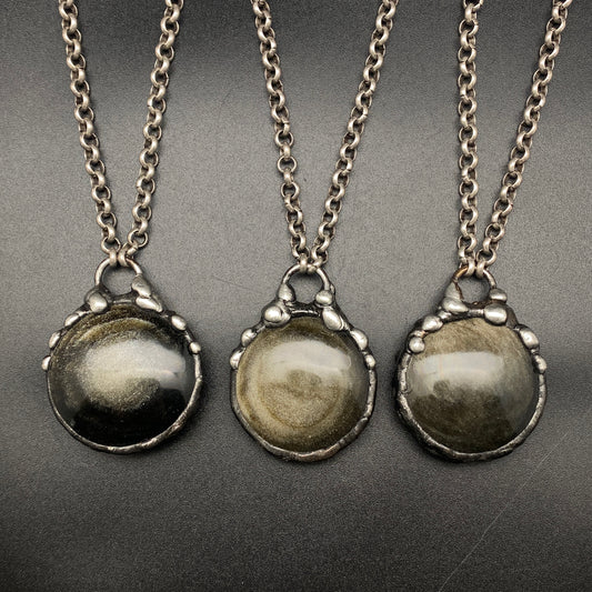 Glow Up ~ Golden Obsidian Disc Necklace